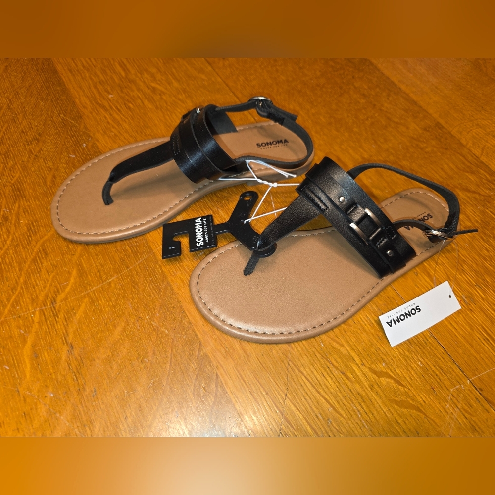 NWT Black Karri Women's Sheid Thong Sandals from SONOMA Size 7